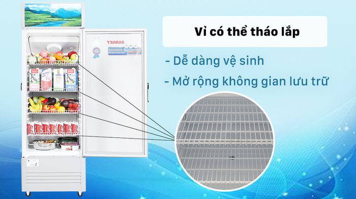Tủ Mát Sanaky 240 lít TM.VH308KL- Khay vỉ có thể thay đổi