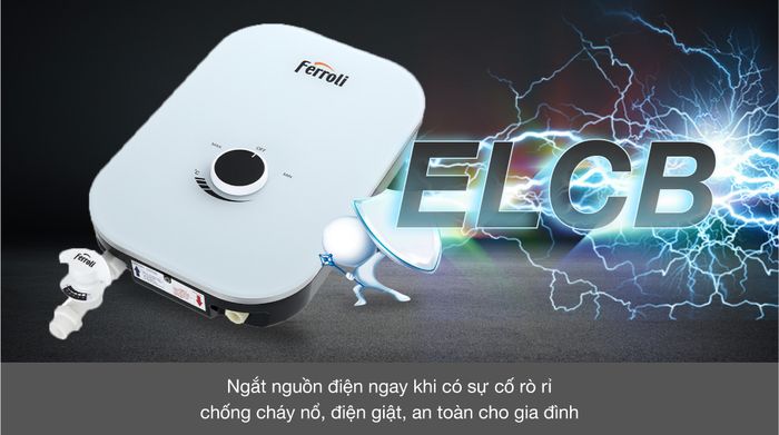 Máy nước nóng trực tiếp Ferroli 4500W MIDO-MXP 4.5S - Cầu dao ELCB
