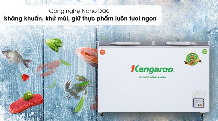 Tủ đông Kangaroo 327 lít KG498KX2 - Công nghệ Nano bạc