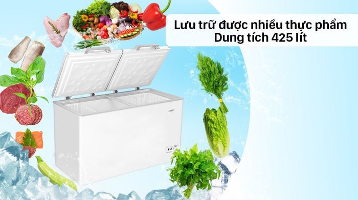 Tủ đông AQUA Inverter 425 lít AQF-C5701E - Dung tích 425 lít