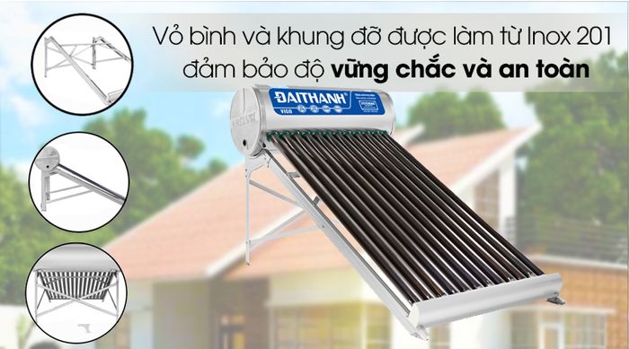 Máy nước nóng năng lượng mặt trời Đại Thành 130 lít Vigo 58-12 - Vỏ, khung bằng Inox