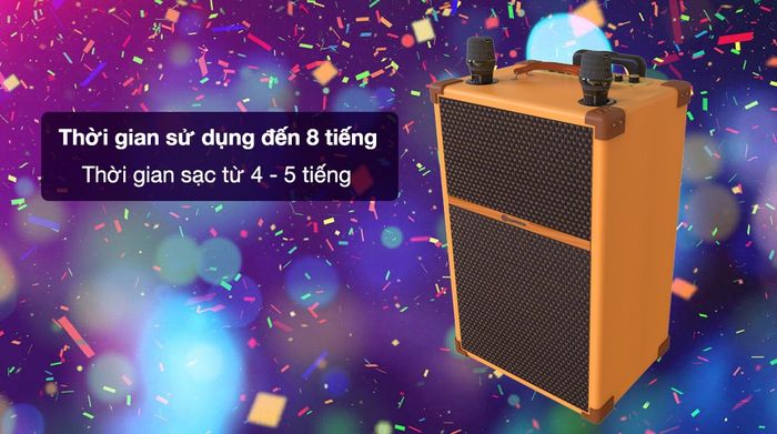 Loa Karaoke Sumico Touring 10 - Thời gian sử dụng 8 tiếng, sạc 4 - 5 tiếng