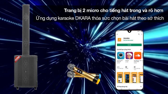 Bộ loa điện karaoke Dalton CA18-S118/CA18-F605 1500W - Kèm 2 micro cho tiếng hát trong, rõ và có sử dụng ứng dụng karaoke cho người dùng thỏa sức khoe giọng với nhiều bài hát yêu thích