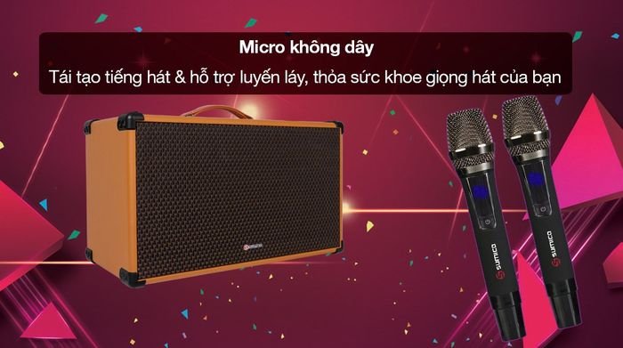 Loa karaoke xách tay Sumico BT-S82 - Micro không dây chống hú rít, tái tạo và hỗ trợ giọng hát tối ưu