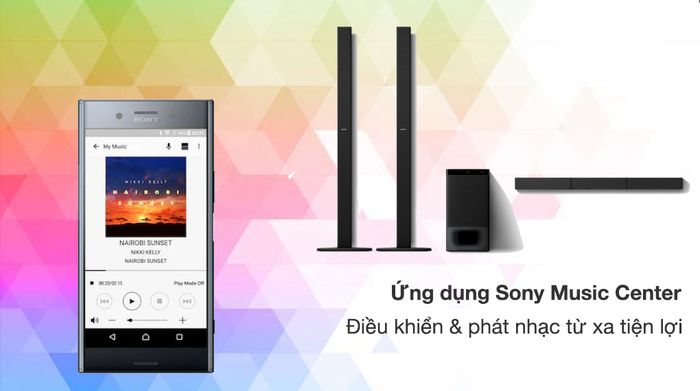 Dàn âm thanh Sony 5.1 HT-S700RF 1000W - Điều khiển qua ứng dụng Sony Music Center tiện lợi