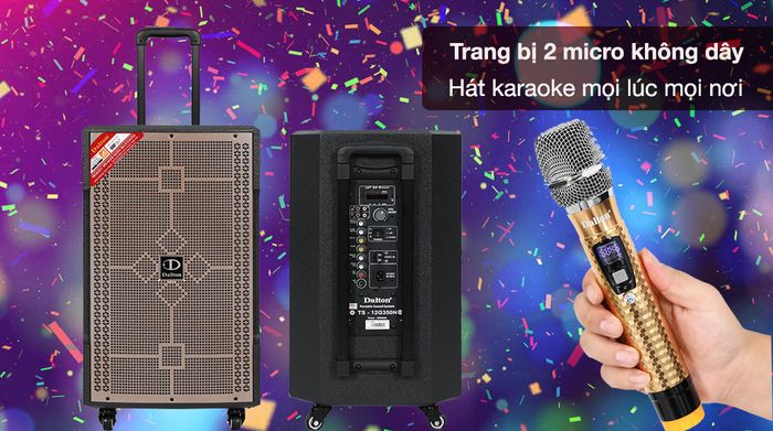 Loa kéo karaoke Dalton TS-12G350N 350W - Trang bị 2 micro giúp bạn hát karaoke mọi lúc mọi nơi