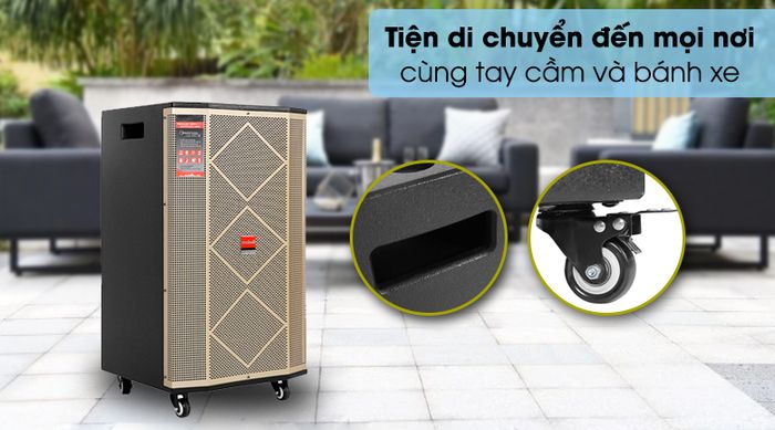 Loa kéo Karaoke Mobell MK-7080 1000W - Dễ dàng di chuyển với trang bị tay cầm và bánh xe
