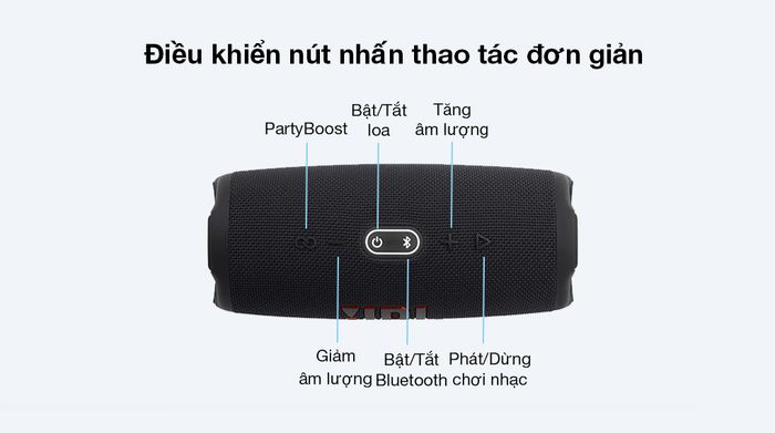 Loa Bluetooth JBL Charge 5 - Tích hợp điều khiển nút nhấn thân thiện