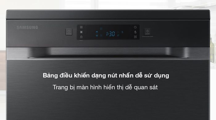 Máy rửa chén độc lập Samsung DW60CG550FSGSV - Bảng điều khiển bằng nút nhấn kèm màn hình hiển thị bên ngoài dễ thao tác