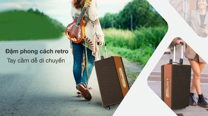 Loa kéo Sumico Hexagon Plus - Phong cách retro, trang bi tay cầm dễ di chuyển
