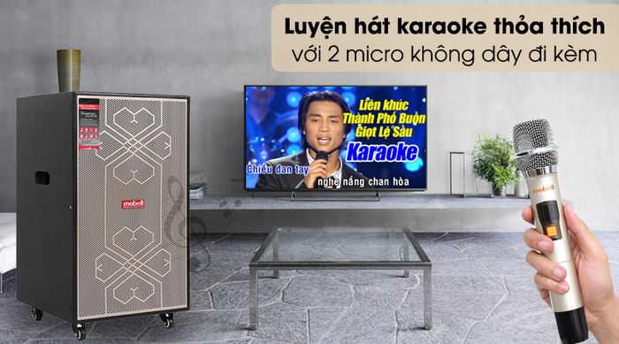 Loa kéo Karaoke Mobell MK-6080 500W - Hát karaoke tiện lợi với 2 micro chuyên dụng tặng kèm theo loa