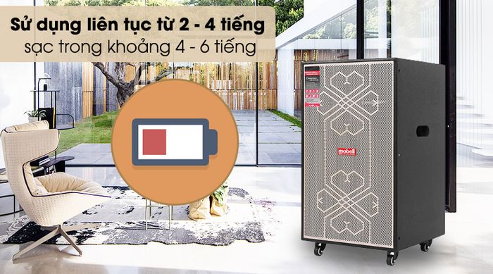 Loa kéo Karaoke Mobell MK-6080 500W - Dùng liên tục trong khoảng 2 – 4 tiếng