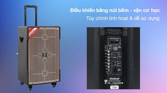 Loa kéo karaoke Dalton TS-12G350N 350W - Điều khiển bằng núm vặn cơ học dễ dàng sử dụng