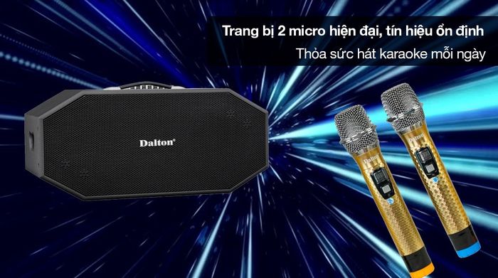 Loa karaoke xách tay Dalton K225H 900W - Đi kèm 2 micro dễ sử dụng, thỏa sức hát karaoke mỗi ngày