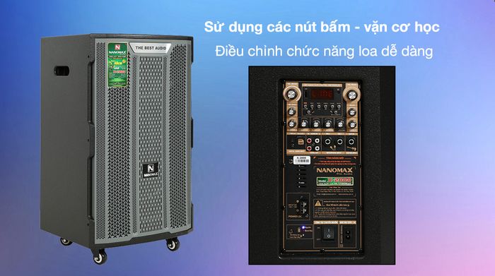 Loa Kéo karaoke Nanomax X-2000 1100W - Sử dụng các núm bấm vặn cơ học để điều khiển chức năng loa