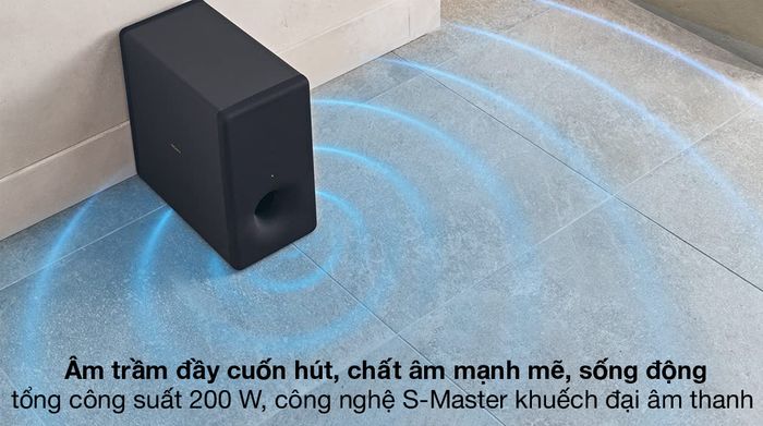 Âm trầm mạnh mẽ - Loa siêu trầm không dây tùy chọn Sony SA-SW3