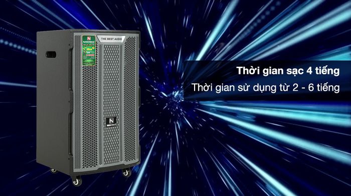 Loa Kéo karaoke Nanomax X-2000 1100W - Thời gian sạc 4 tiếng, thời gian sử dụng 2 - 6 tiếng
