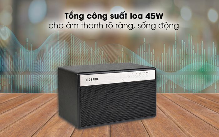 Loa Bluetooth Mozard BT100 Đen - Âm thanh rõ ràng, cuốn hút qua tổng công suất loa 45W