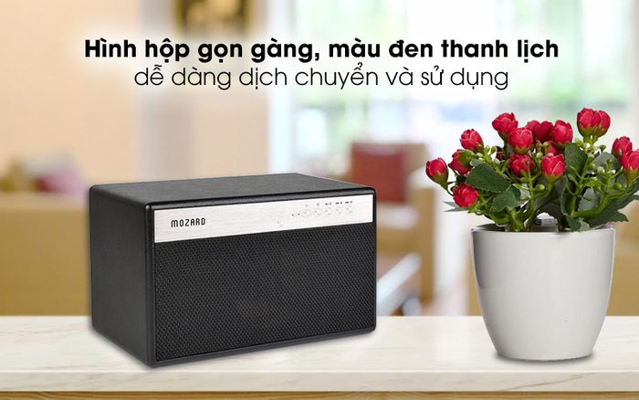 Loa Bluetooth Mozard BT100 Đen - Thiết kế hình hộp cứng cáp, gọn gàng