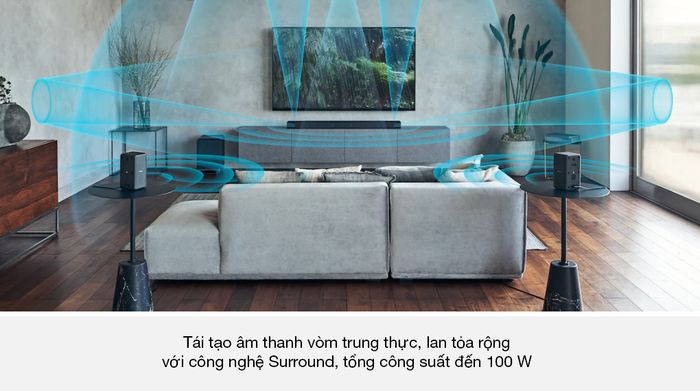 Loa sau không dây tùy chọn Sony SA-RS3S - Tái tạo chất âm trung thực, bùng nổ với công nghệ Surround, tổng công suất đến 100 W