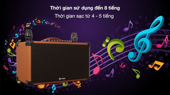 Loa karaoke xách tay Sumico BT-S82 - Thời gian sử dụng 8 tiếng, sạc 4 - 5 tiếng