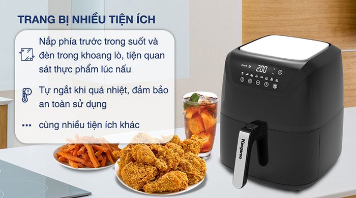 Nồi chiên không dầu Kangaroo KG8AF1A 5.5 lít - Tiện ích