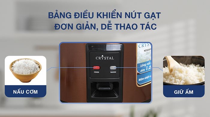 Nồi cơm nắp gài Crystal 3 lít NCG3001 - Bảng điều khiển