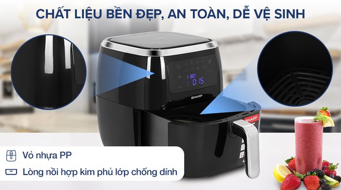 Nồi chiên không dầu Sharp KF-AF68EPV-BK 6.8 lít - Chất liệu 