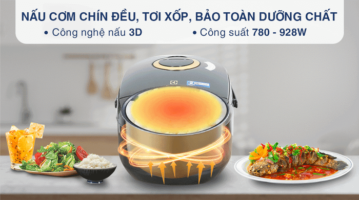 Nồi cơm điện tử Electrolux 1.8 lít E7RC1-650K - Công suất