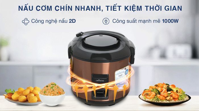 Nồi cơm nắp gài Crystal 3 lít NCG3001 - Công nghệ, công suất