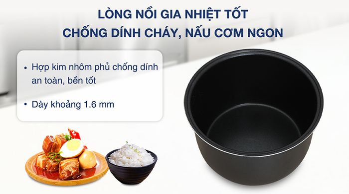 Nồi cơm nắp gài Crystal 3 lít NCG3001 - Lòng nồi