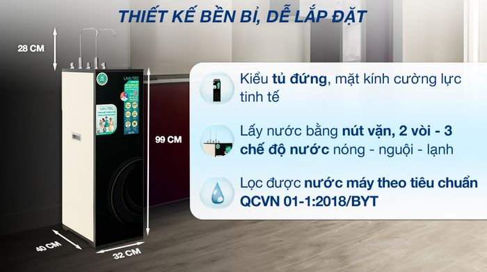 Máy lọc nước RO nóng nguội lạnh Livotec 638 10 lõi - Thiết kế
