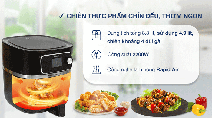 Nồi chiên không dầu Philips HD9880/90 8.3 lít - Công nghệ