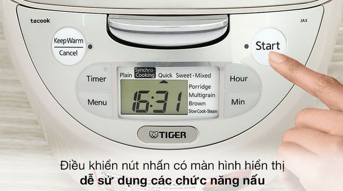 Điều khiển nút nhấn - Nồi cơm điện tử Tiger 1.8 lít JAX-S18W