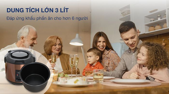 Nồi cơm nắp gài Crystal 3 lít NCG3001 - Dung tích