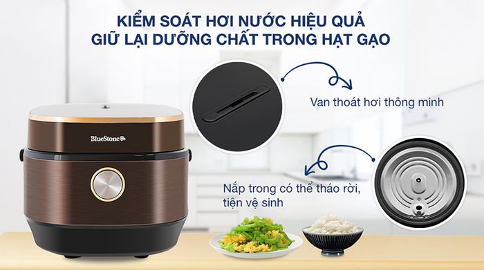 Nồi cơm điện tử Bluestone 1.5 lít RCB-5949 - Van thoát hơi, nắp trong