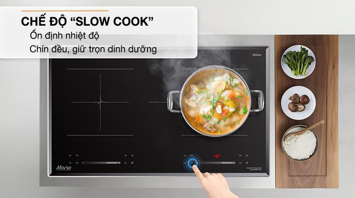 Chức năng Slow Cook nấu chậm - Bếp từ hồng ngoại lắp âm Sunhouse Mama MMB82041-TMD