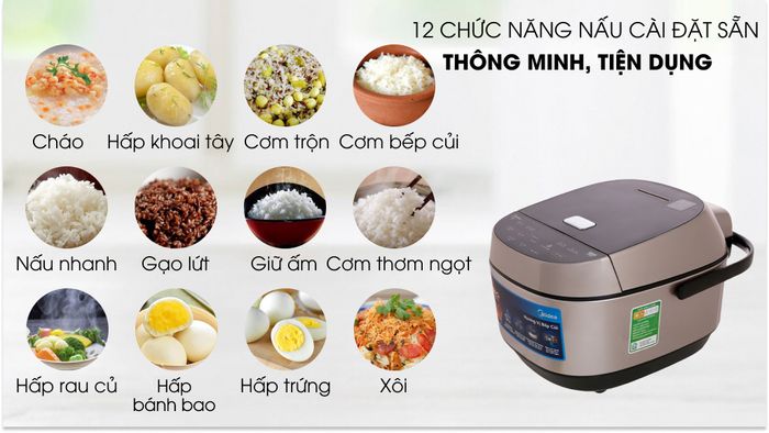 Nồi cơm cao tần Midea MB-HS5008 1.8 lít - Chế độ nấu