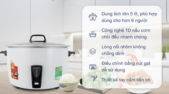 Nồi cơm nắp rời Sharp 5 lít KSH-D55V - Tổng quan