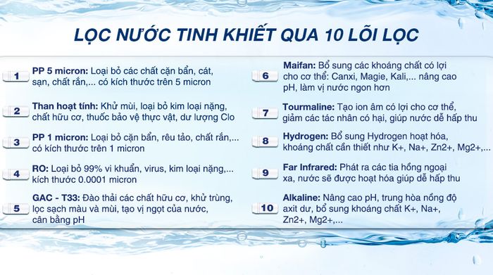 Máy lọc nước RO Hòa Phát HWU1A 1022 10 lõi - Lõi lọc