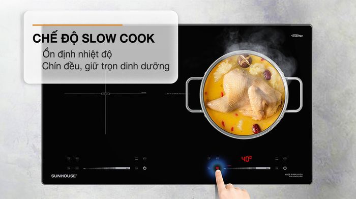 Slow Cook - Bếp từ đôi lắp âm Sunhouse SHB82062-MMD