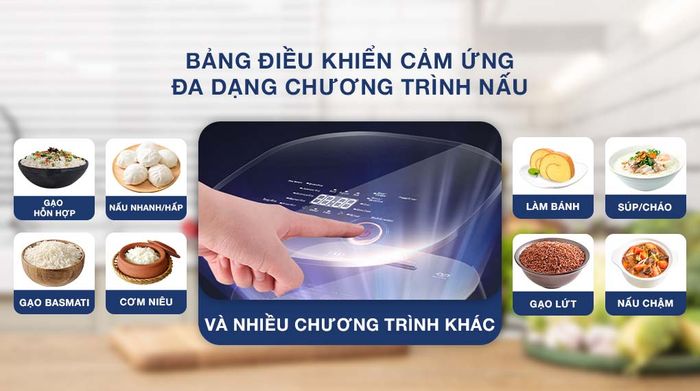 Nồi cơm điện tử Tefal 1.8 lít Delirice Plus RK776B68 - Bảng điều khiển