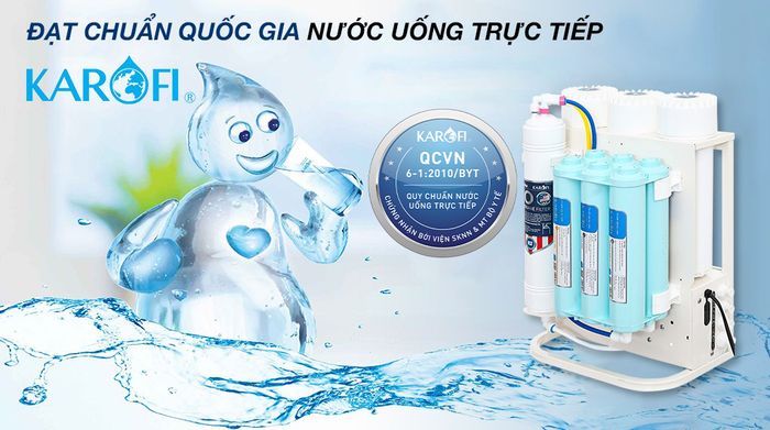 Chuẩn quốc gia nước uống trực tiếp - Máy lọc nước RO âm tủ Karofi KAQ-U06 10 lõi