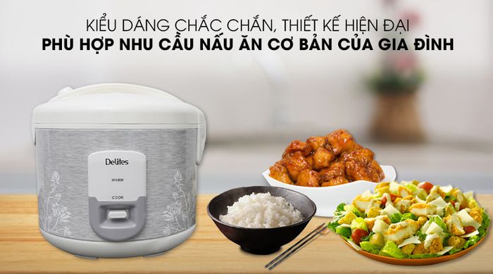 Nồi cơm nắp gài Delites NCG1805 - thiết kế trẻ trung.