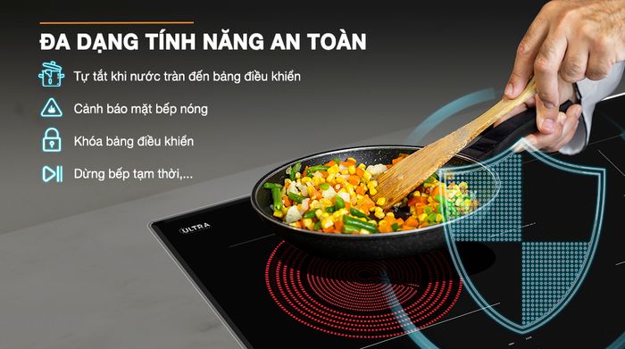 Tính năng an toàn - Bếp từ hồng ngoại lắp âm Sunhouse Mama MMB82041-TMD