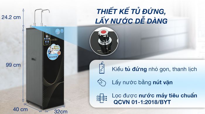 Máy lọc nước RO nóng nguội Karofi KAH-X29 11 lõi - Thiết kế