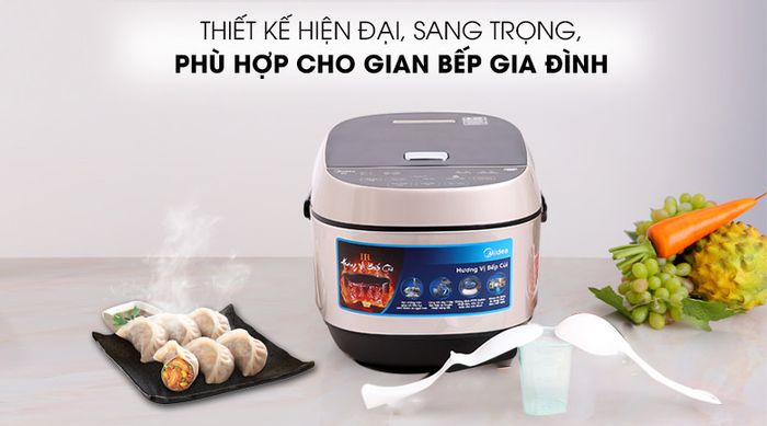 Thiết kế sang trọng - Nồi cơm cao tần Midea MB-HS5008 1.8 lít