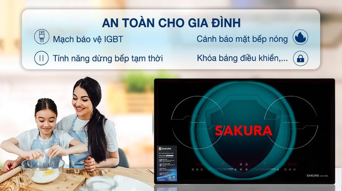 Tính năng an toàn - Bếp từ đôi lắp âm Sakura SE-1270B