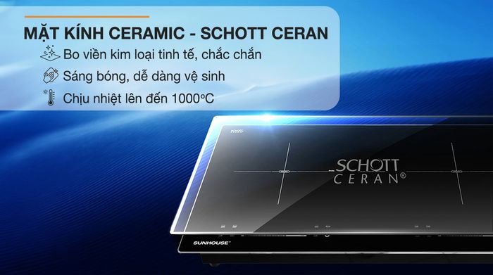 Mặt kính - Bếp từ đôi lắp âm Sunhouse SHB82062-MMD