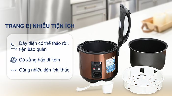 Nồi cơm nắp gài Crystal 3 lít NCG3001 - Tiện ích